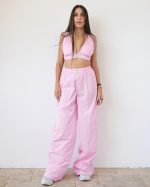 ZANDE DAISY POPLIN STRIPPED TROUSERS AN110-1