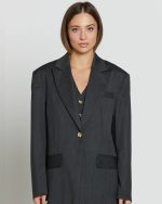 SILENCE SET BOY WOOL MAXI SKIRT BLAZER G0325 - Image 2