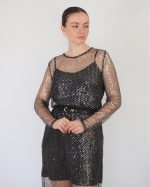 GLAMOROUS BLACK SILVER SEQUIN NET GS0831 - Image 2