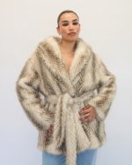 FUR COAT WITH BELT 1009 - Image 2