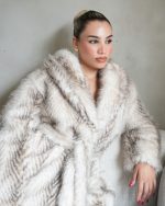 FUR COAT WITH BELT 1009 - Image 3