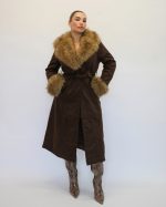 SUEDE MAXI COAT WITH FUR 30102 - Image 2