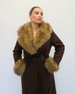 SUEDE MAXI COAT WITH FUR 30102 - Image 3