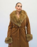 SUEDE MAXI COAT WITH FUR 30102 - Image 3