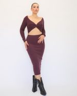 RIPPED SET MIDI SKIRT CROP TOP 5121