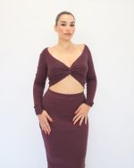 RIPPED SET MIDI SKIRT CROP TOP 5121 - Image 2