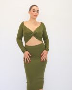 RIPPED SET MIDI SKIRT CROP TOP 5121 - Image 2