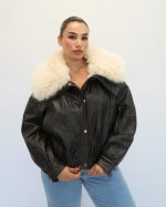 LEATHER JACKET WTH FUR 86004