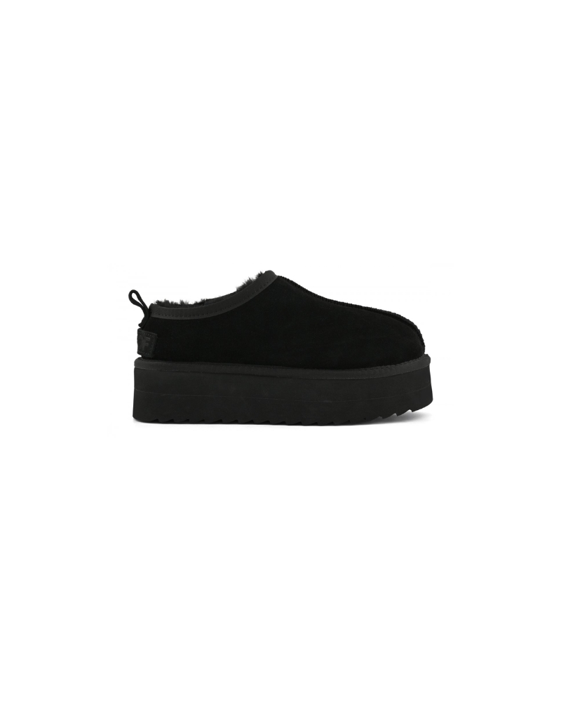 SHEARPLA3-1-BLK.jpg COLORS OF CALIFORNIA PLATFORM SUEDE SHEEPSKIN SABOT SHEARPLA3 - Image 1