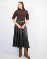 MAXI LEATHER SKIRT WITH BELT 7713