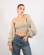 KNIT CARGIGAN WITH INSIDE CROP TOP 31091 - Image 2