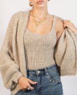 KNIT CARGIGAN WITH INSIDE CROP TOP 31091 - Image 3