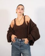KNIT CARGIGAN WITH INSIDE CROP TOP 31091