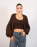KNIT CARGIGAN WITH INSIDE CROP TOP 31091 - Image 3