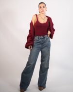 KNIT CARGIGAN WITH INSIDE CROP TOP 31091 - Image 3