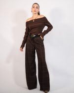CHECKERED WIDE LEG PANTS 5060
