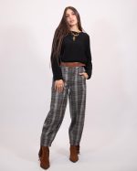 CHECKED PANTS WITH BELT 6846