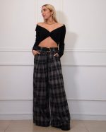 CHECKED PANTS WITH BELT 101859