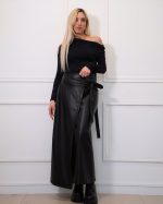 MAXI LEATHER SKIRT WITH BOW 1570