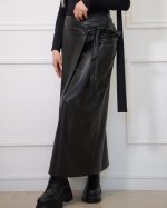 MAXI LEATHER SKIRT WITH BOW 1570 - Image 2