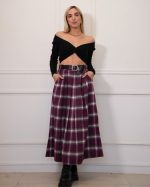 CHECKED MIDI SKIRT WITH BELT 30673