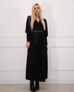 MAXI V DRESS WITH GOLD BELT 5147