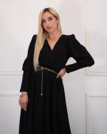 MAXI V DRESS WITH GOLD BELT 5147 - Image 2