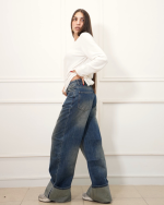BAGGY FOLDED RIPPED MID-WAIST JEAN 7369 - Image 3